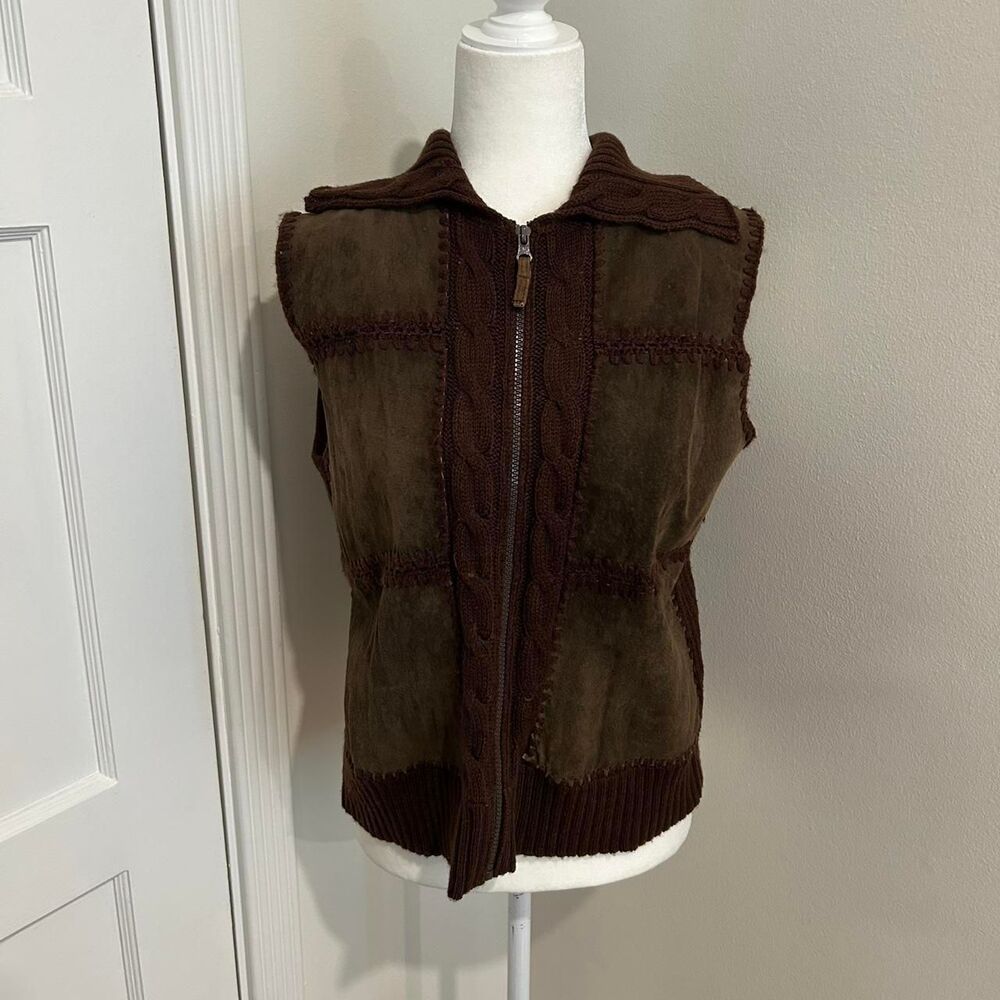 Leather Sleeveless Patchwork Women's Vest